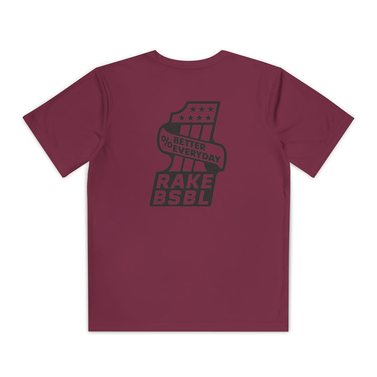 Kids One Percent Better Dry Fit Tee - Rake Baseball Company - RAKE BASEBALL | BASEBALL T-SHIRT | BASEBALL CLOTHING | GOOD VIBES ONLY