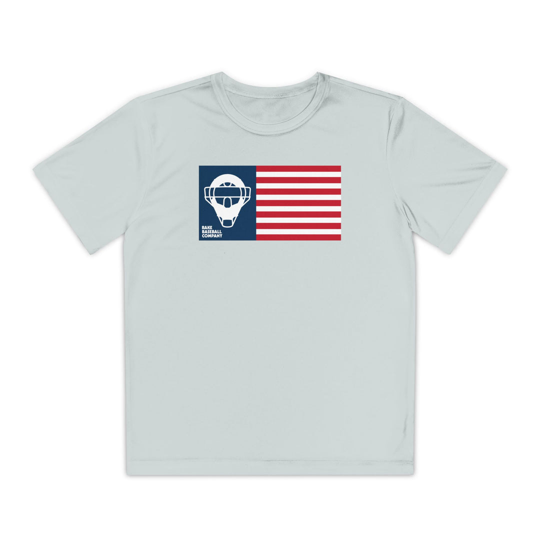 Kids Catcher's Mask Flag Dry Fit Tee - Rake Baseball Company - RAKE BASEBALL | BASEBALL T-SHIRT | BASEBALL CLOTHING | GOOD VIBES ONLY