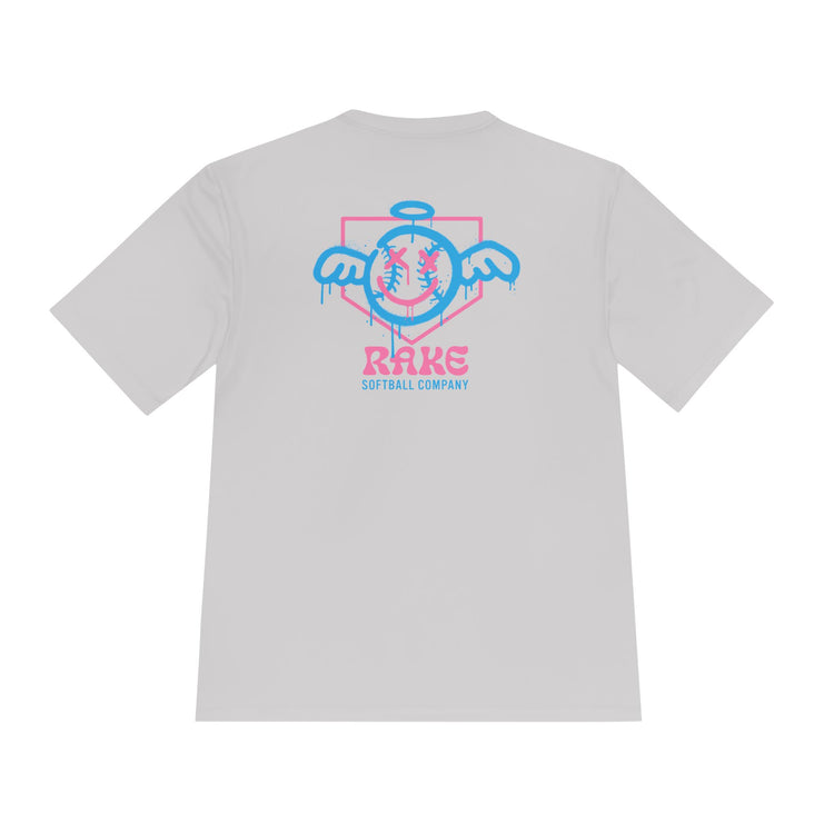 She Angel Drip Softball Dry Fit Tee - Rake Baseball Company - RAKE BASEBALL | BASEBALL T-SHIRT | BASEBALL CLOTHING | GOOD VIBES ONLY