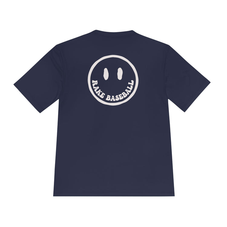 Rake Smile Dry Fit Tee - Rake Baseball Company - RAKE BASEBALL | BASEBALL T-SHIRT | BASEBALL CLOTHING | GOOD VIBES ONLY