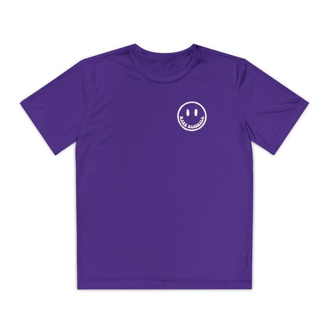 Kids Rake Smile Dry Fit Tee - Rake Baseball Company - RAKE BASEBALL | BASEBALL T-SHIRT | BASEBALL CLOTHING | GOOD VIBES ONLY
