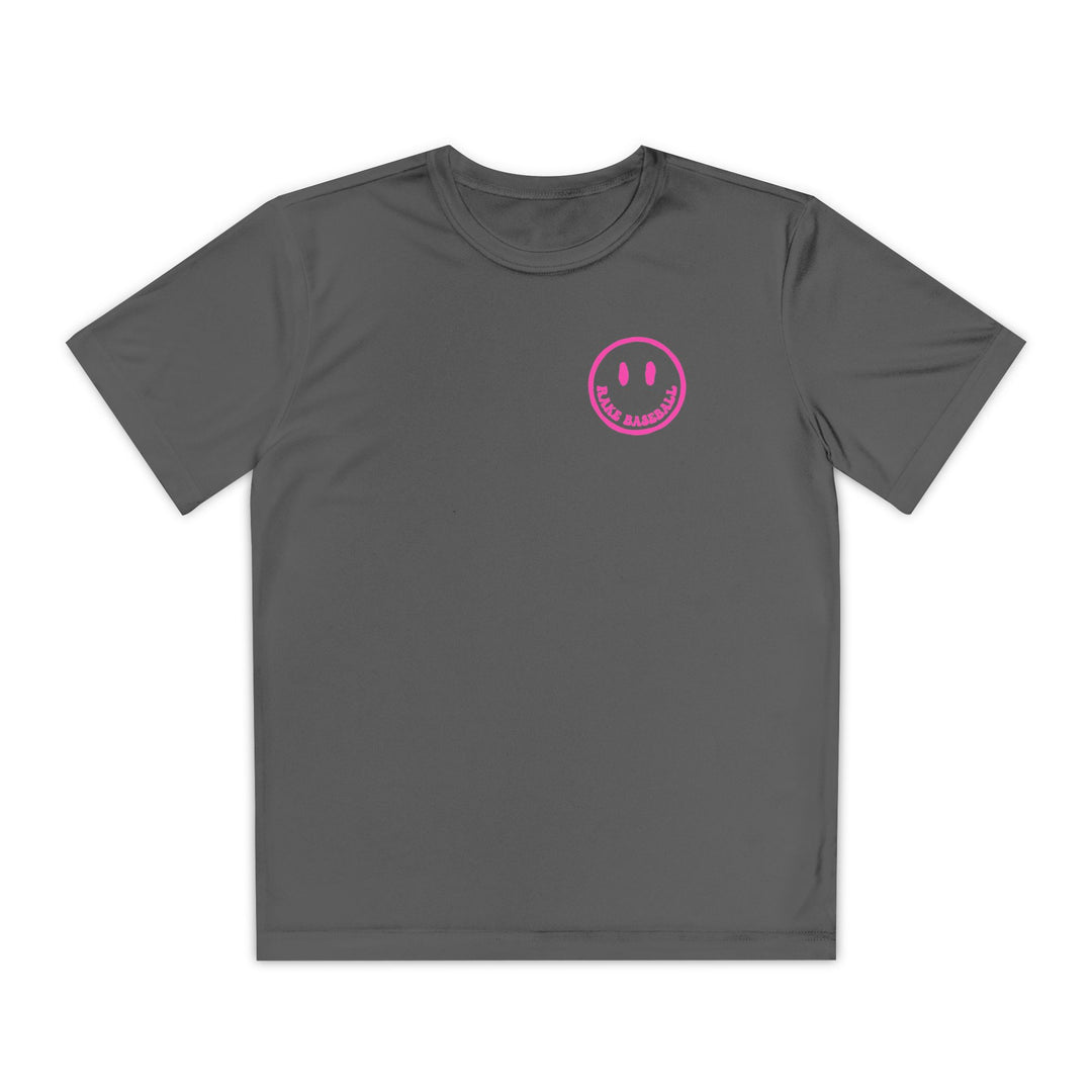 Kids Rake Smile Dry Fit Tee - Rake Baseball Company - RAKE BASEBALL | BASEBALL T-SHIRT | BASEBALL CLOTHING | GOOD VIBES ONLY
