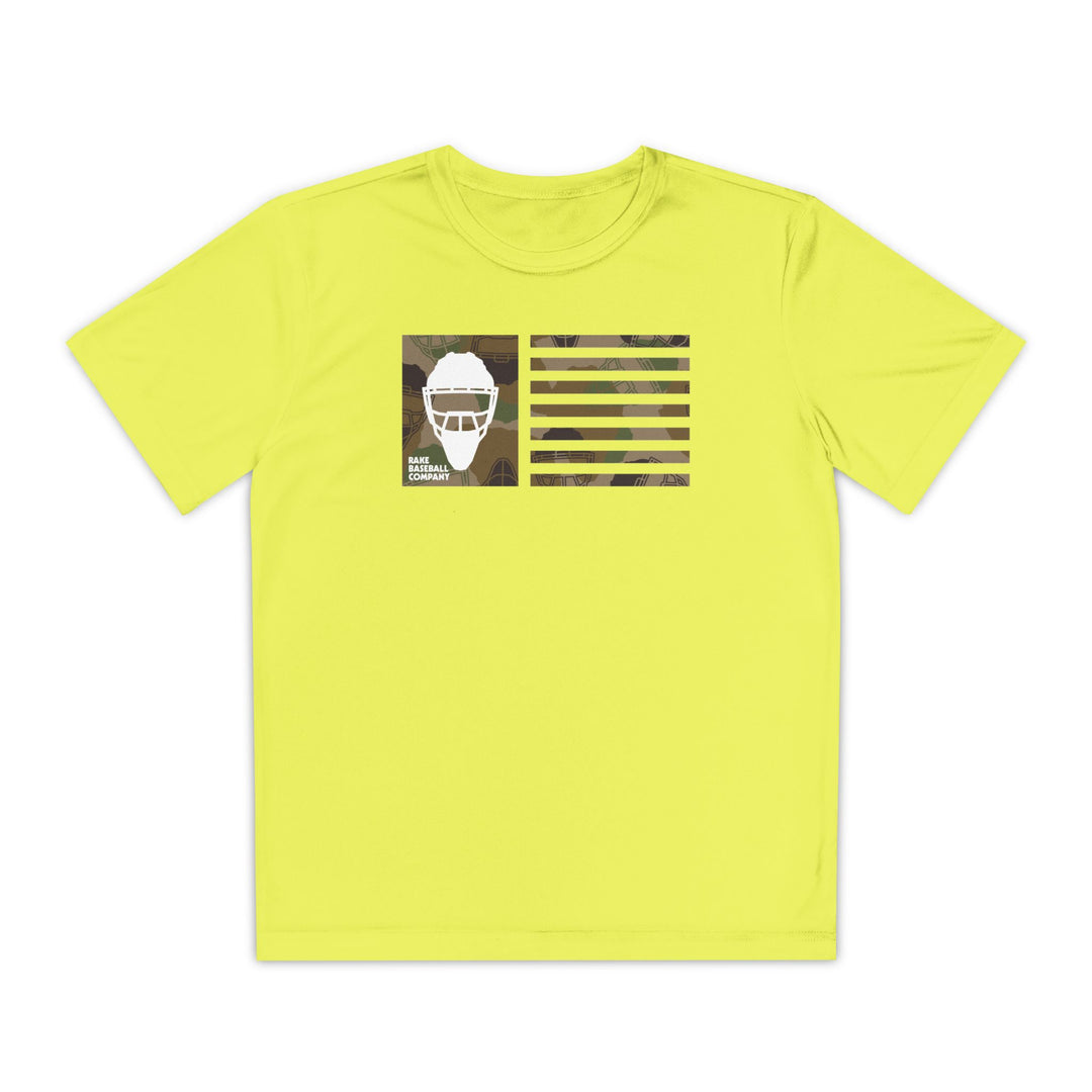 Kids Camo Hockey Mask Flag Dry Fit Tee - Rake Baseball Company - RAKE BASEBALL | BASEBALL T-SHIRT | BASEBALL CLOTHING | GOOD VIBES ONLY