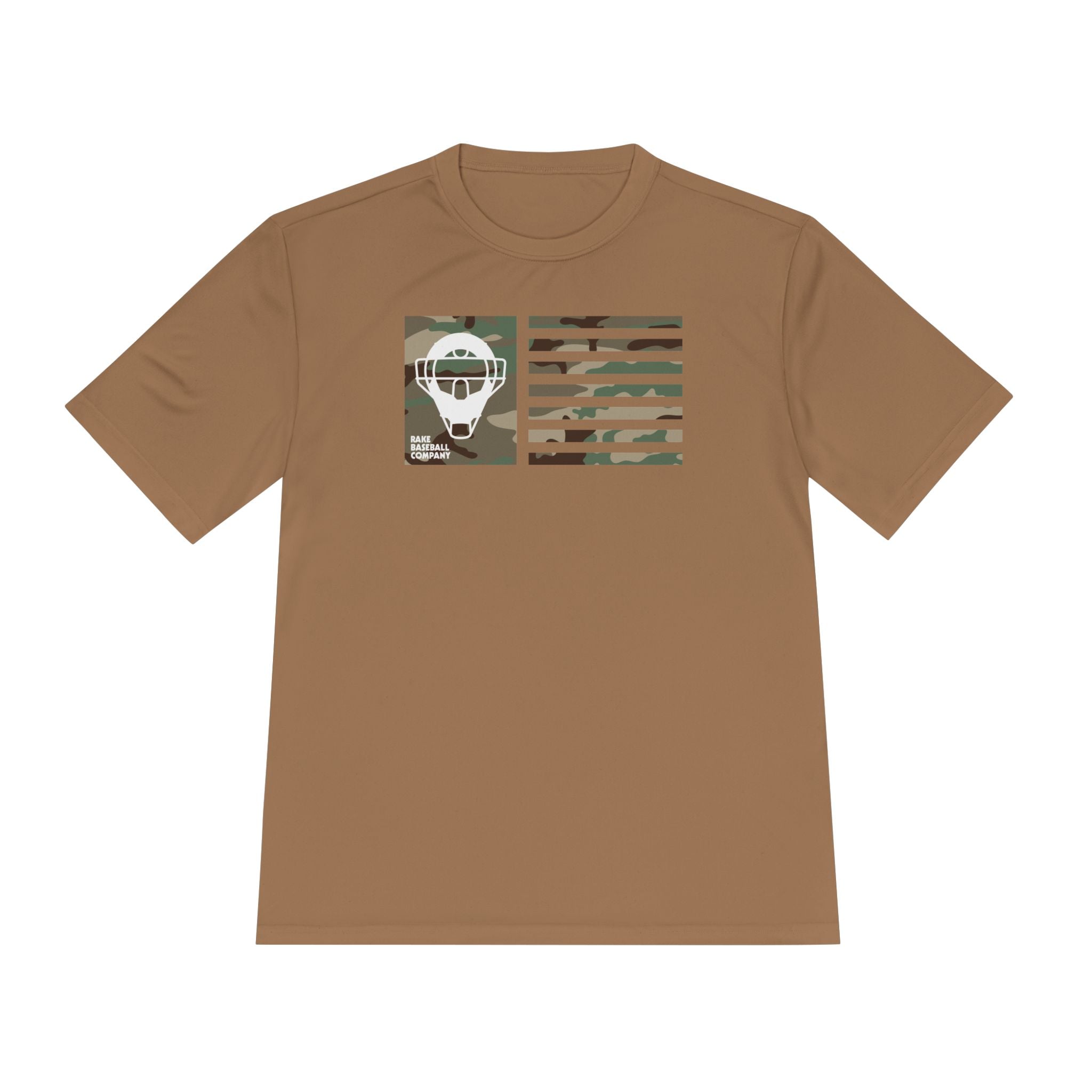 Camo Catcher's Mask Flag Dry Fit Tee - Rake Baseball Company - RAKE BASEBALL | BASEBALL T-SHIRT | BASEBALL CLOTHING | GOOD VIBES ONLY
