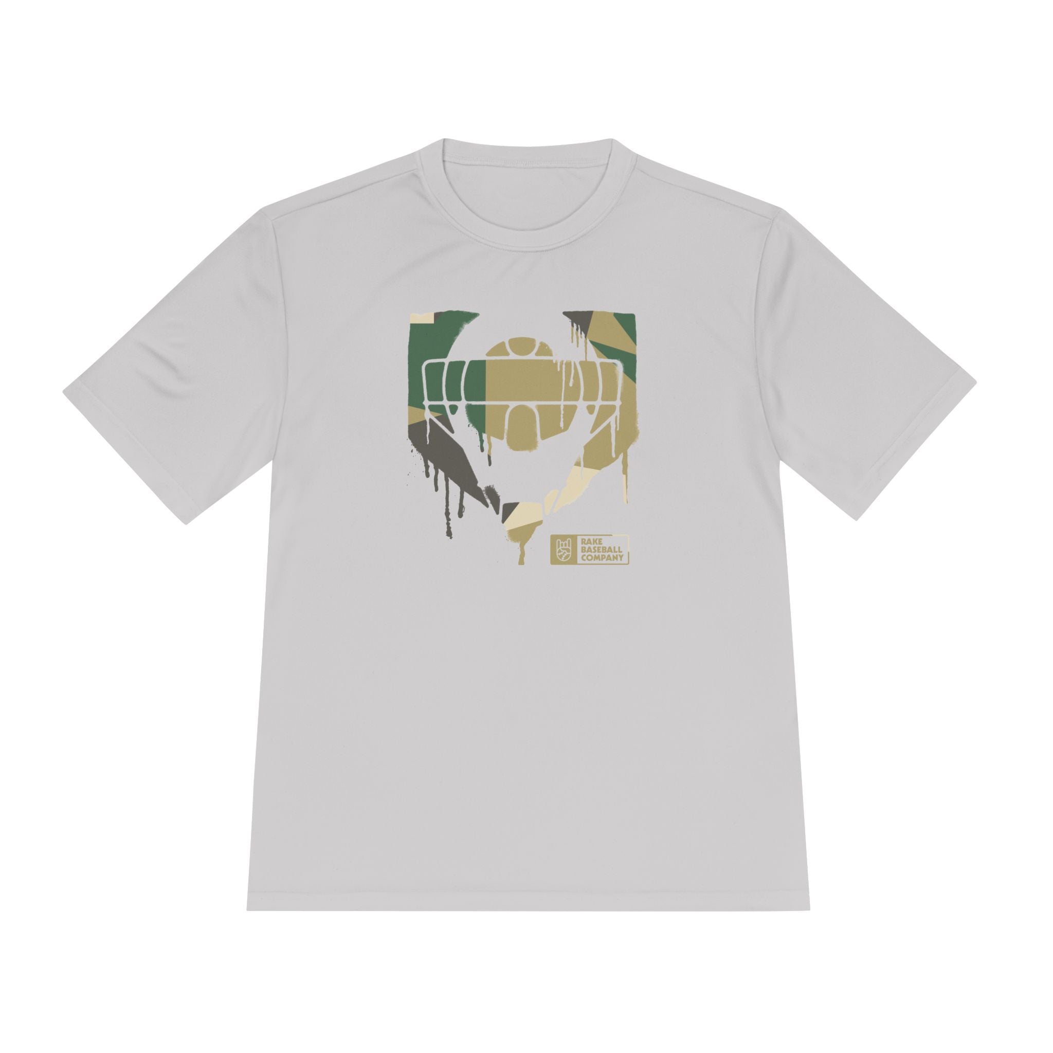 Catcher's Camo Drip Dry Fit Tee - Rake Baseball Company - RAKE BASEBALL | BASEBALL T-SHIRT | BASEBALL CLOTHING | GOOD VIBES ONLY