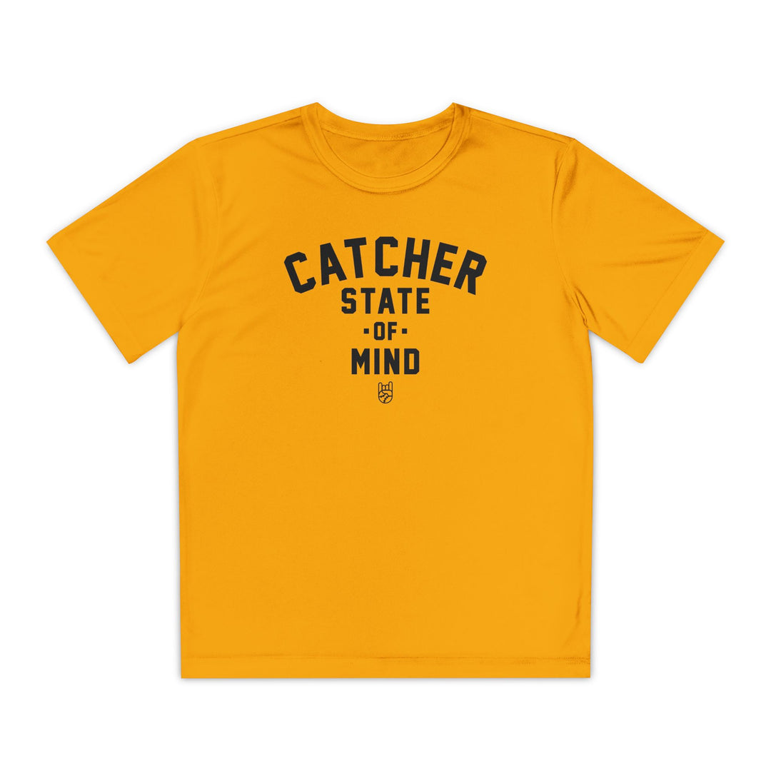 Kids Catcher State Of Mind Dry Fit Tee - Rake Baseball Company - RAKE BASEBALL | BASEBALL T-SHIRT | BASEBALL CLOTHING | GOOD VIBES ONLY