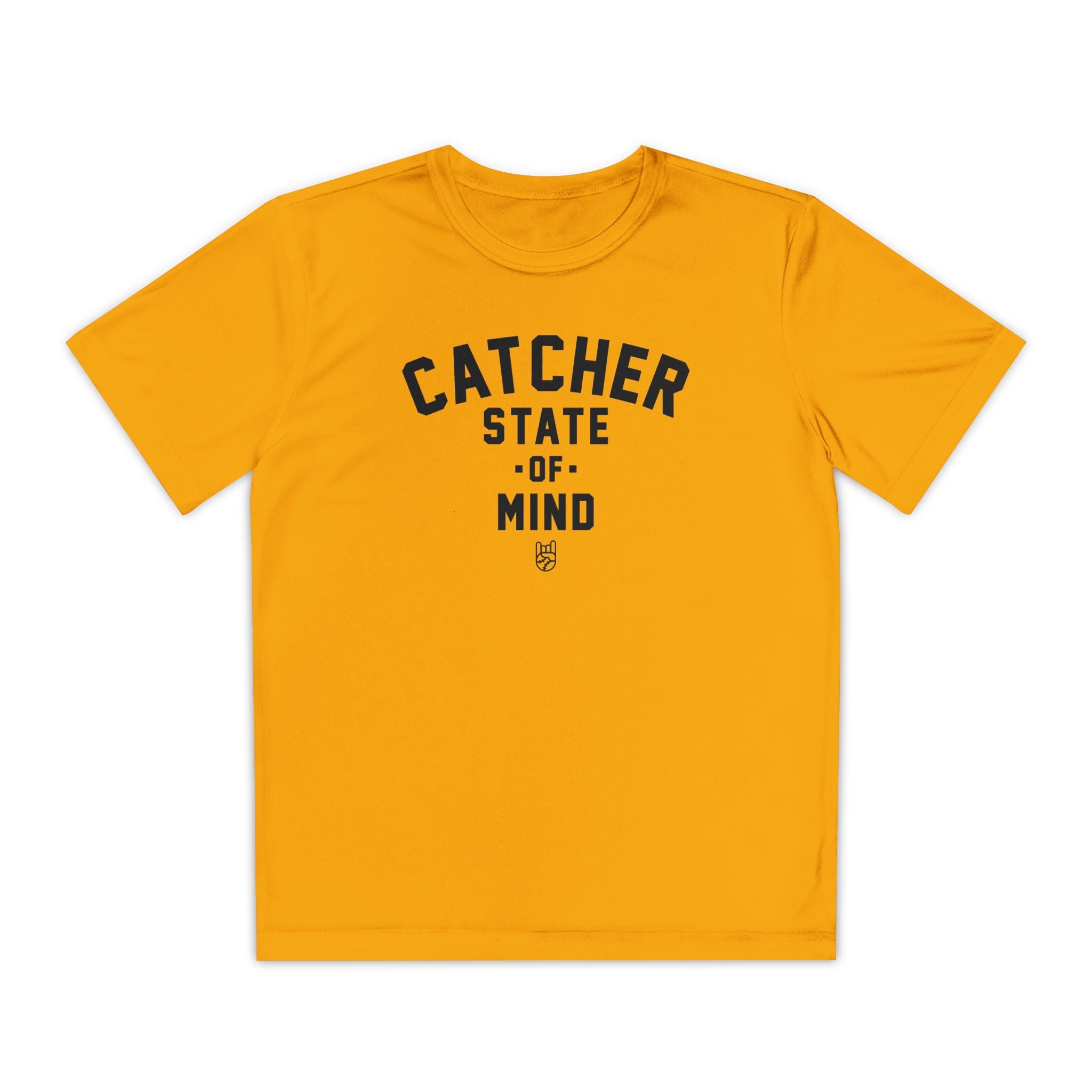 Kids Catcher State Of Mind Dry Fit Tee - Rake Baseball Company - RAKE BASEBALL | BASEBALL T-SHIRT | BASEBALL CLOTHING | GOOD VIBES ONLY