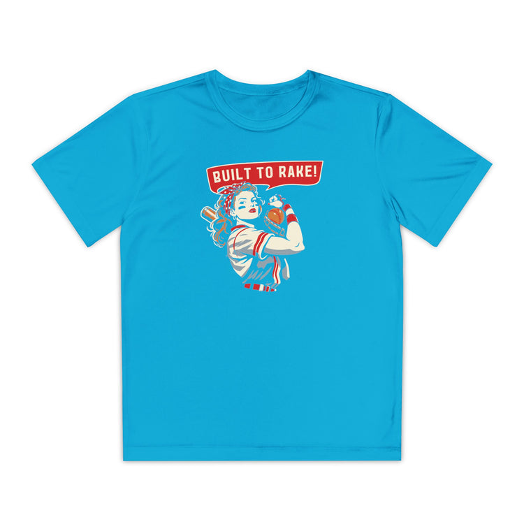 Kids Built To Rake Softball Dry Fit Tee - Rake Baseball Company - RAKE BASEBALL | BASEBALL T-SHIRT | BASEBALL CLOTHING | GOOD VIBES ONLY