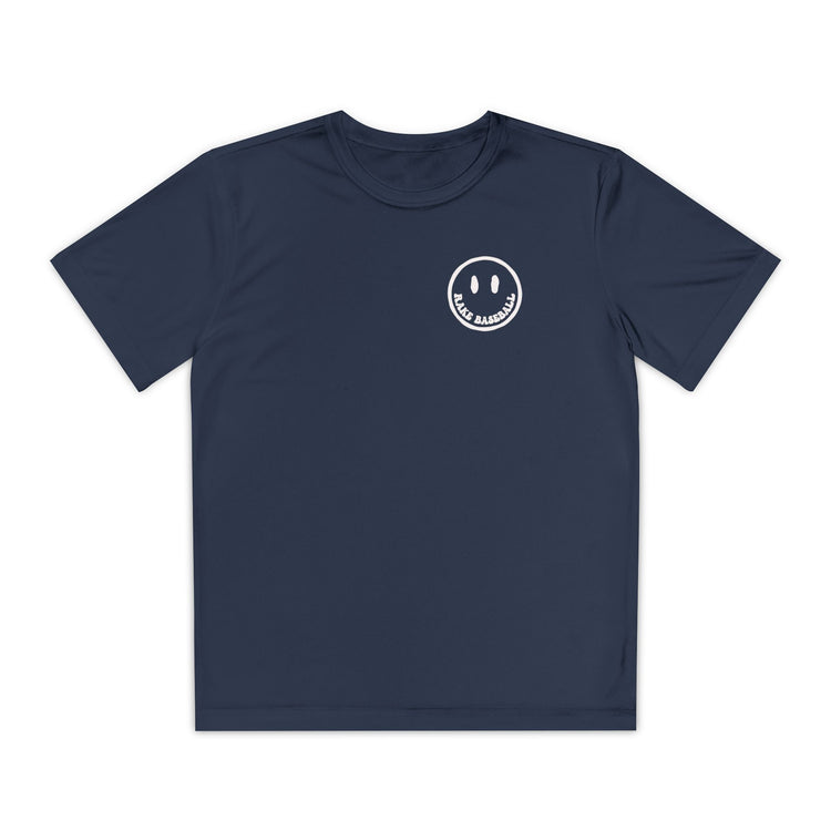 Kids Rake Smile Dry Fit Tee - Rake Baseball Company - RAKE BASEBALL | BASEBALL T-SHIRT | BASEBALL CLOTHING | GOOD VIBES ONLY