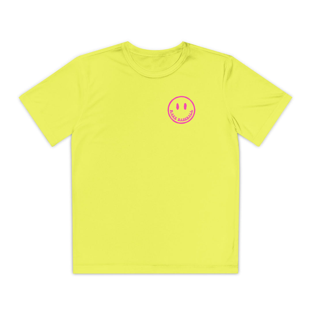 Kids Rake Smile Dry Fit Tee - Rake Baseball Company - RAKE BASEBALL | BASEBALL T-SHIRT | BASEBALL CLOTHING | GOOD VIBES ONLY