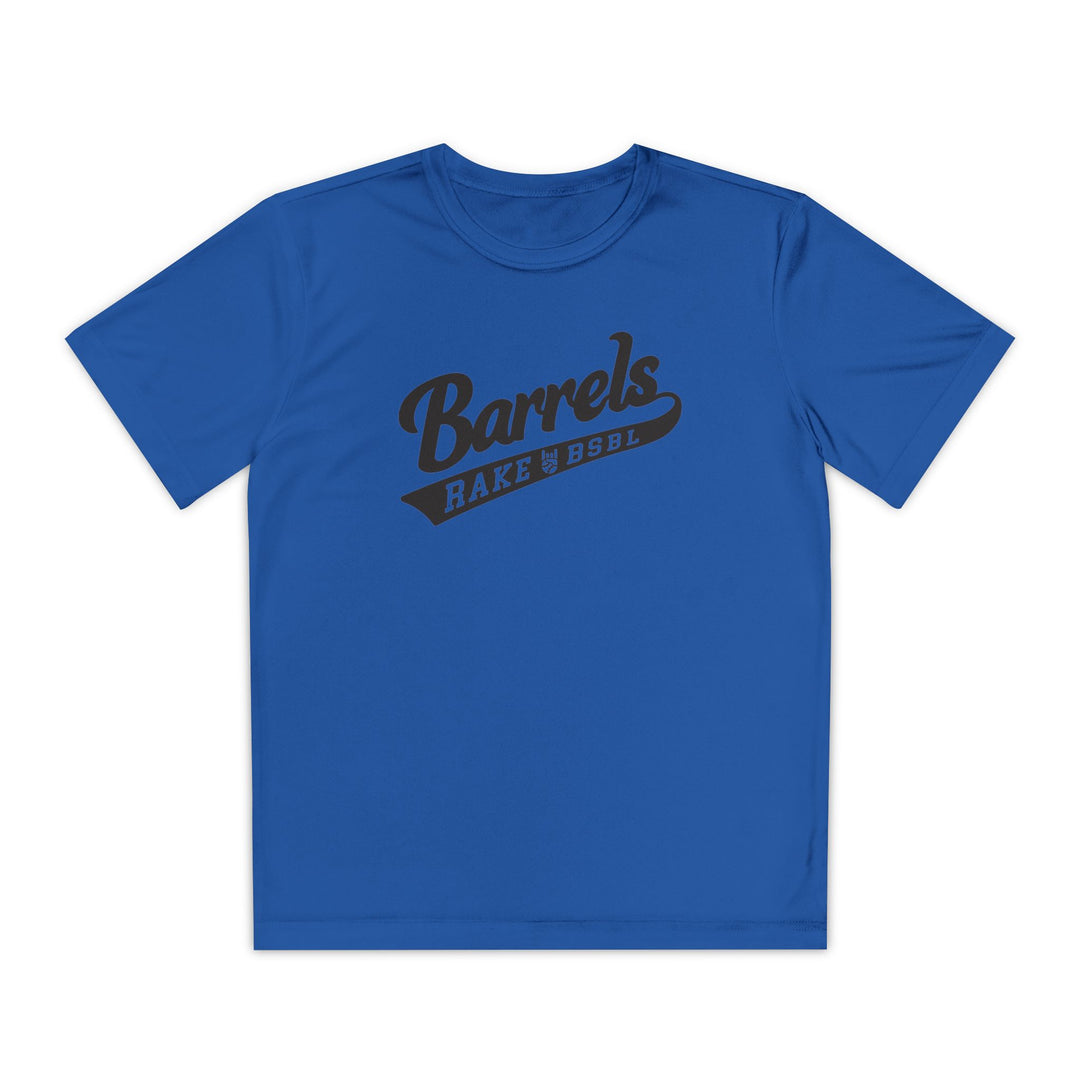 Kids Barrels Dry Fit Tee - Rake Baseball Company - RAKE BASEBALL | BASEBALL T-SHIRT | BASEBALL CLOTHING | GOOD VIBES ONLY