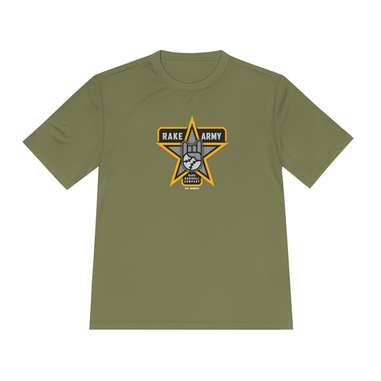 Rake Army Dry Fit Tee - Rake Baseball Company - RAKE BASEBALL | BASEBALL T-SHIRT | BASEBALL CLOTHING | GOOD VIBES ONLY