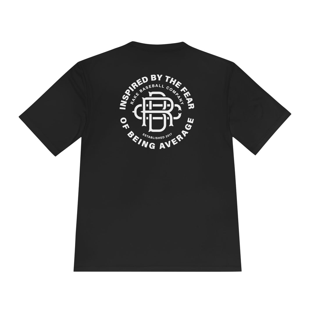 Fear of Being Average Dry Fit Tee - Rake Baseball Company - RAKE BASEBALL | BASEBALL T-SHIRT | BASEBALL CLOTHING | GOOD VIBES ONLY