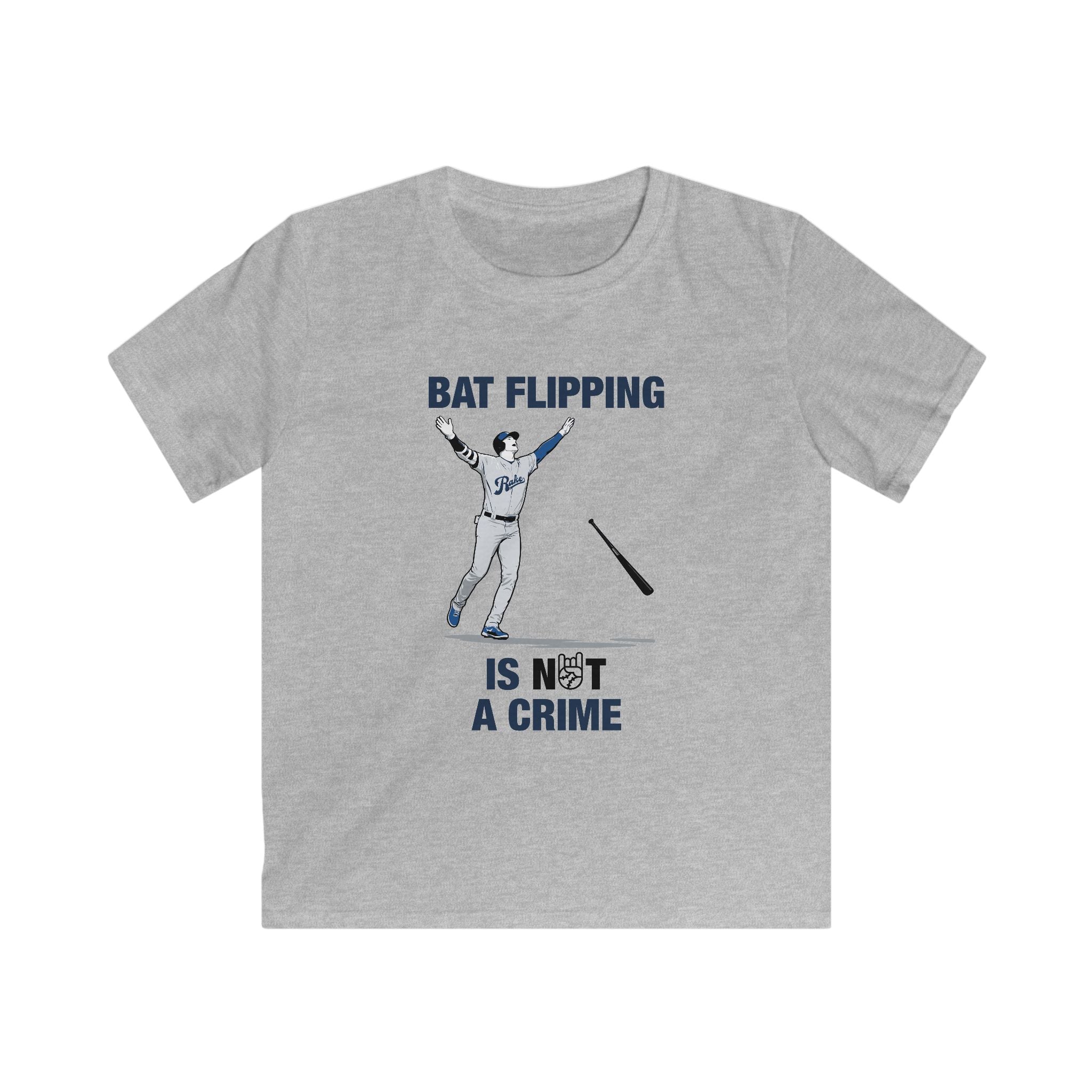 Kids Bat Flipping Is Not A Crime Tee - Rake Baseball Company - RAKE BASEBALL | BASEBALL T-SHIRT | BASEBALL CLOTHING | GOOD VIBES ONLY