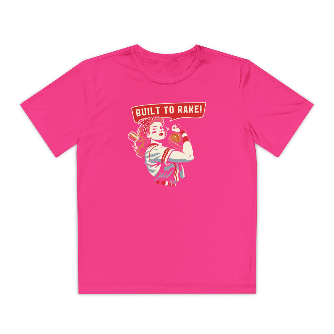 Kids Built To Rake Softball Dry Fit Tee - Rake Baseball Company - RAKE BASEBALL | BASEBALL T-SHIRT | BASEBALL CLOTHING | GOOD VIBES ONLY