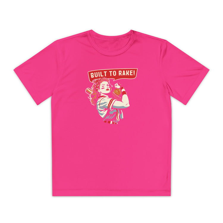 Kids Built To Rake Softball Dry Fit Tee - Rake Baseball Company - RAKE BASEBALL | BASEBALL T-SHIRT | BASEBALL CLOTHING | GOOD VIBES ONLY