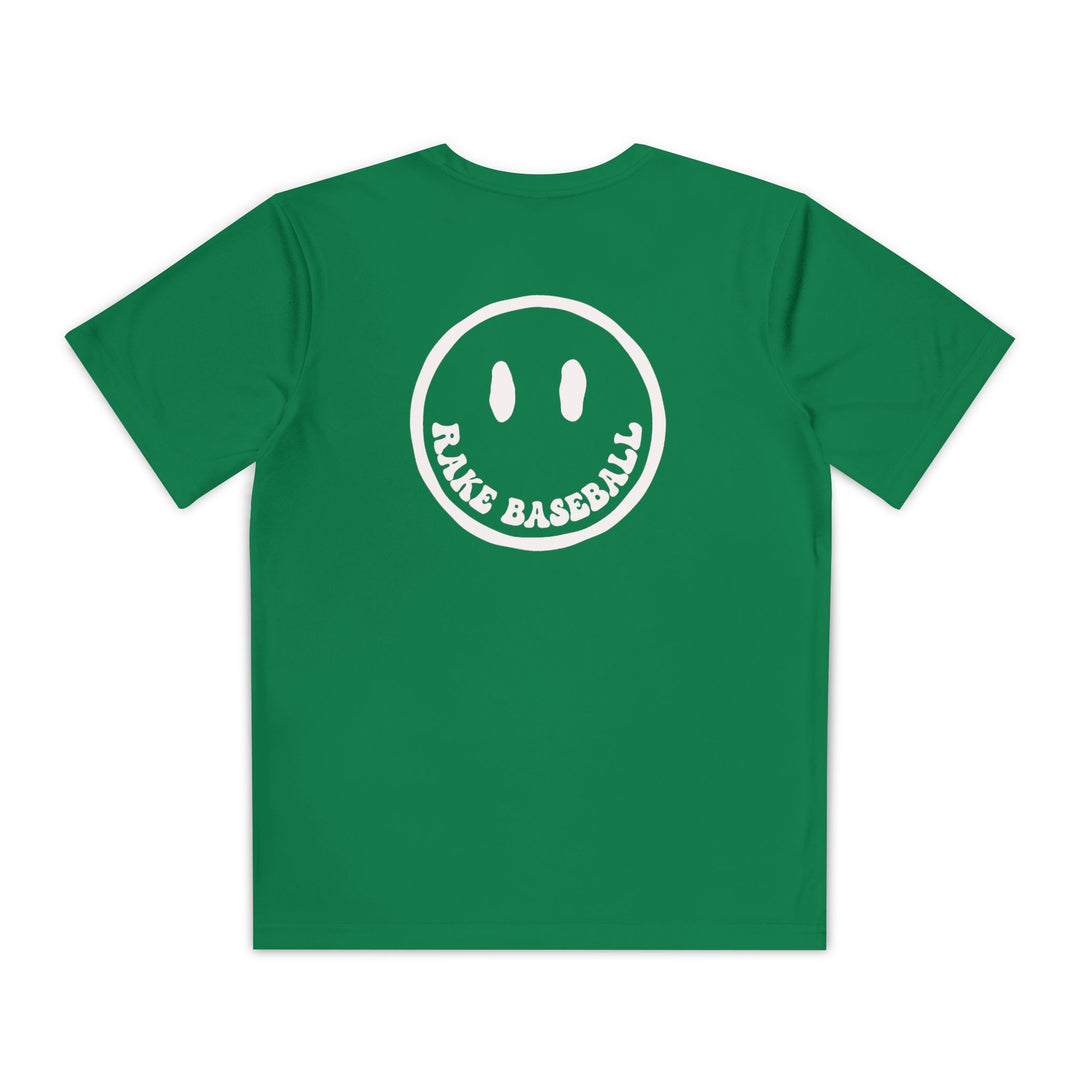Kids Rake Smile Dry Fit Tee - Rake Baseball Company - RAKE BASEBALL | BASEBALL T-SHIRT | BASEBALL CLOTHING | GOOD VIBES ONLY
