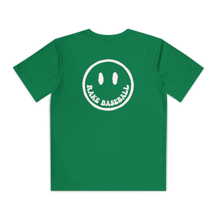 Kids Rake Smile Dry Fit Tee - Rake Baseball Company - RAKE BASEBALL | BASEBALL T-SHIRT | BASEBALL CLOTHING | GOOD VIBES ONLY