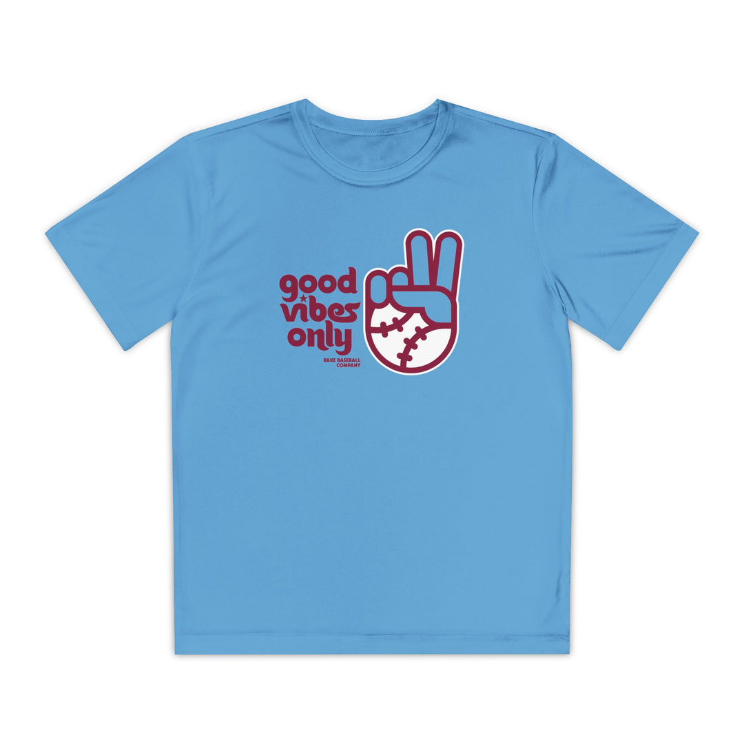 Kids Philly Inspired GVO Dry Fit Tee - Rake Baseball Company - RAKE BASEBALL | BASEBALL T-SHIRT | BASEBALL CLOTHING | GOOD VIBES ONLY