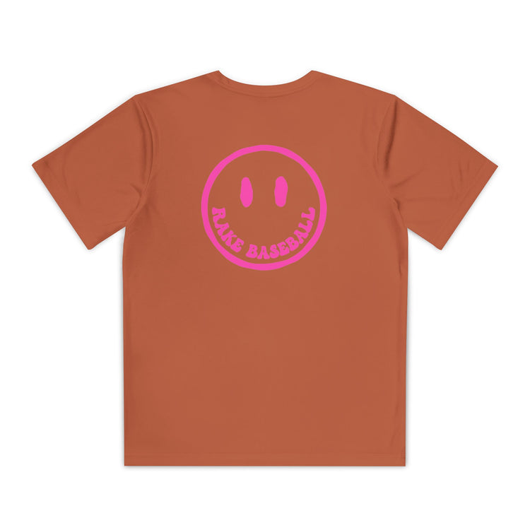 Kids Rake Smile Dry Fit Tee - Rake Baseball Company - RAKE BASEBALL | BASEBALL T-SHIRT | BASEBALL CLOTHING | GOOD VIBES ONLY