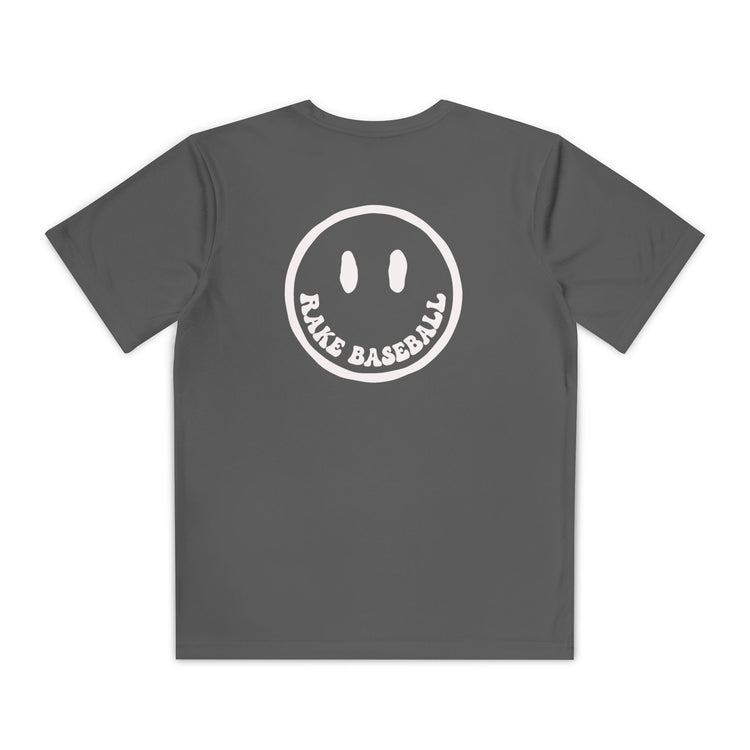Kids Rake Smile Dry Fit Tee - Rake Baseball Company - RAKE BASEBALL | BASEBALL T-SHIRT | BASEBALL CLOTHING | GOOD VIBES ONLY