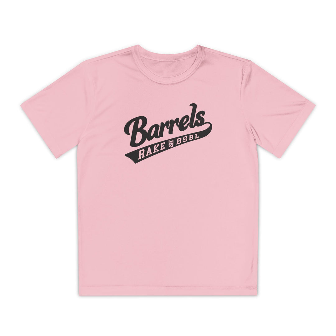 Kids Barrels Dry Fit Tee - Rake Baseball Company - RAKE BASEBALL | BASEBALL T-SHIRT | BASEBALL CLOTHING | GOOD VIBES ONLY