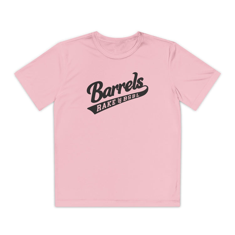 Kids Barrels Dry Fit Tee - Rake Baseball Company - RAKE BASEBALL | BASEBALL T-SHIRT | BASEBALL CLOTHING | GOOD VIBES ONLY