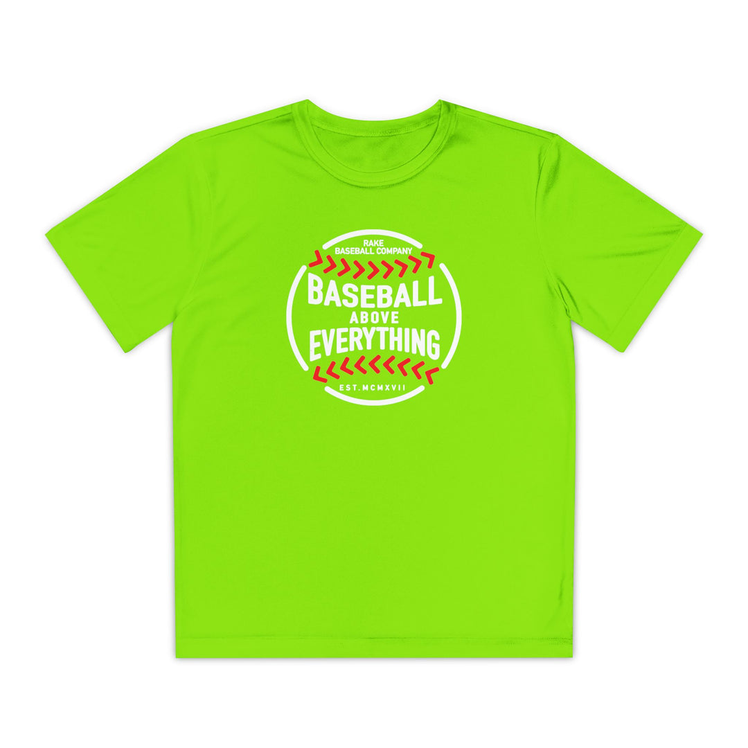 Kids Baseball Above Everything Dry Fit Tee - Rake Baseball Company - RAKE BASEBALL | BASEBALL T-SHIRT | BASEBALL CLOTHING | GOOD VIBES ONLY
