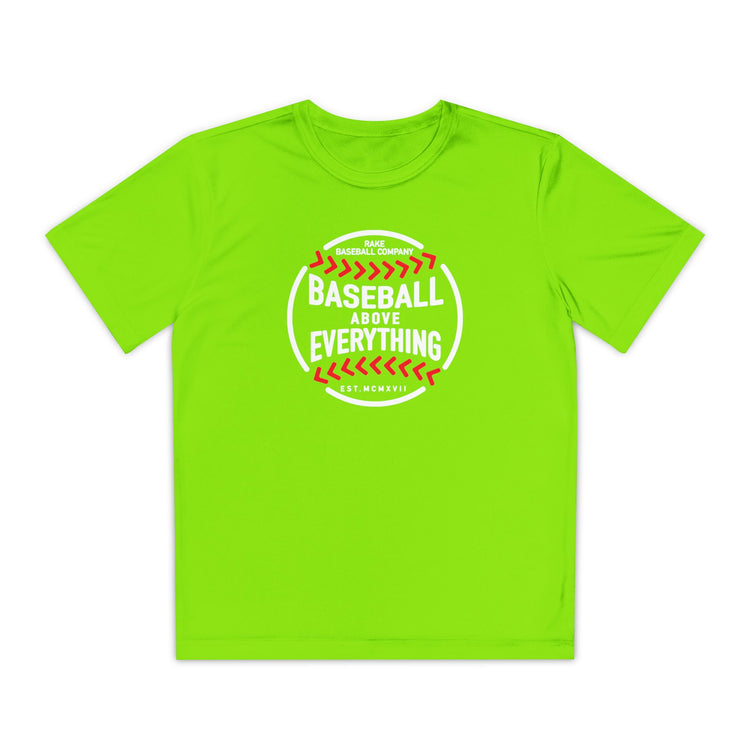 Kids Baseball Above Everything Dry Fit Tee - Rake Baseball Company - RAKE BASEBALL | BASEBALL T-SHIRT | BASEBALL CLOTHING | GOOD VIBES ONLY