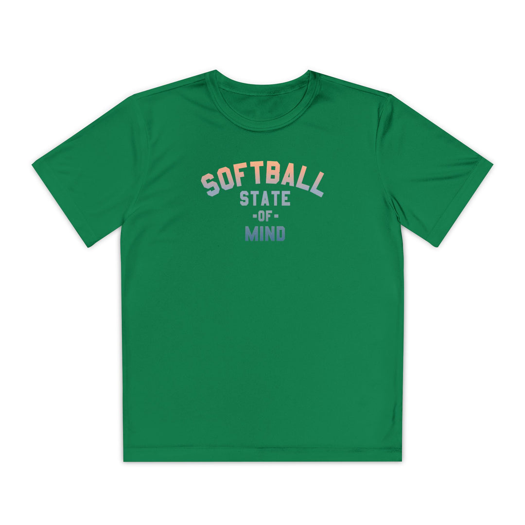 Kids Softball State Of Mind Dry Fit Tee - Rake Baseball Company - RAKE BASEBALL | BASEBALL T-SHIRT | BASEBALL CLOTHING | GOOD VIBES ONLY