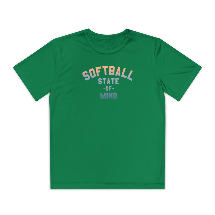 Kids Softball State Of Mind Dry Fit Tee - Rake Baseball Company - RAKE BASEBALL | BASEBALL T-SHIRT | BASEBALL CLOTHING | GOOD VIBES ONLY