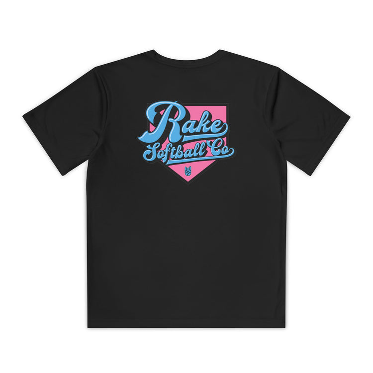 Kids Rake Softball Co. Dry Fit Tee - Rake Baseball Company - RAKE BASEBALL | BASEBALL T-SHIRT | BASEBALL CLOTHING | GOOD VIBES ONLY
