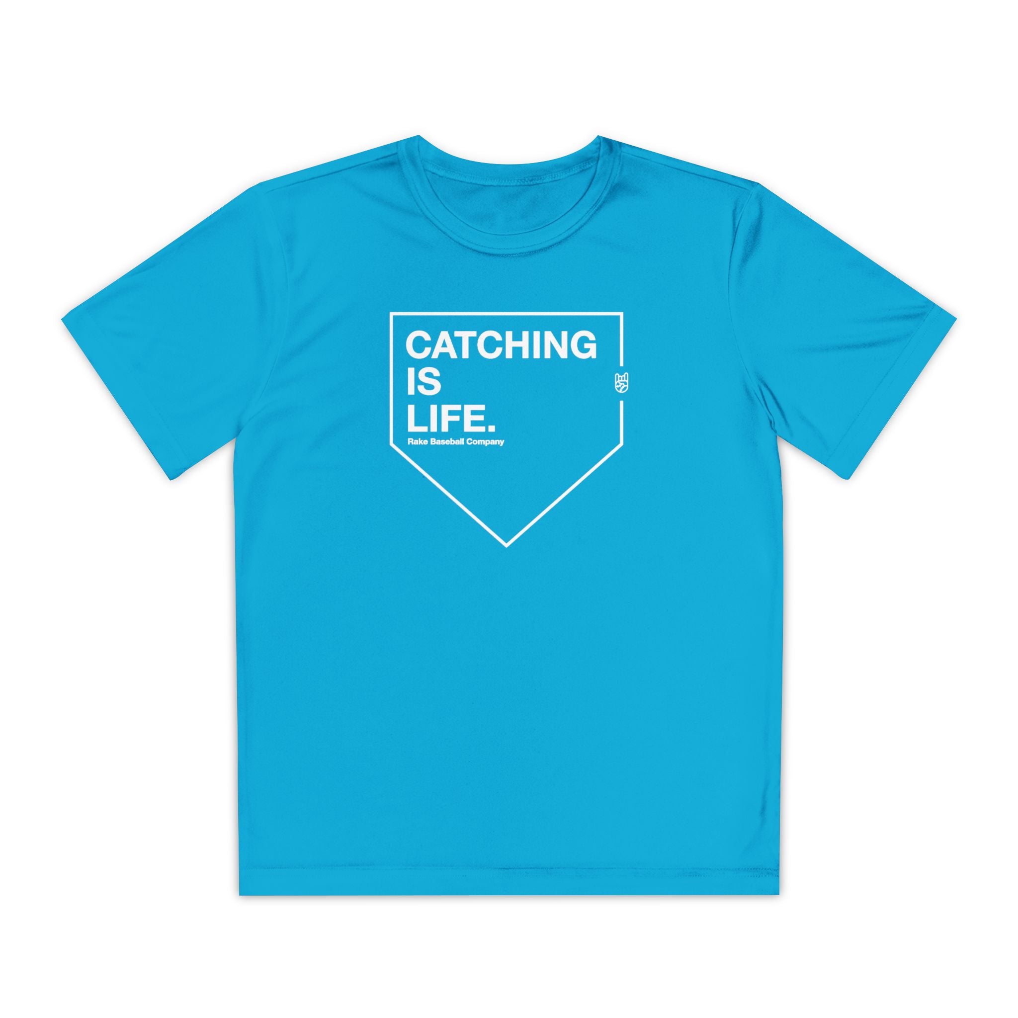 Kids Catching Is Life Dry Fit Tee - Rake Baseball Company - RAKE BASEBALL | BASEBALL T-SHIRT | BASEBALL CLOTHING | GOOD VIBES ONLY