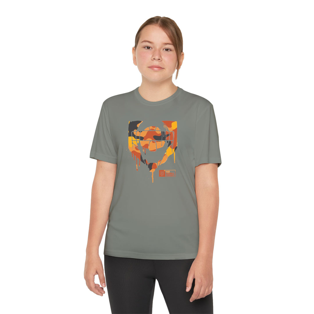 Kids Catcher's Drip Orange Camo Dry Fit Tee - Rake Baseball Company - RAKE BASEBALL | BASEBALL T-SHIRT | BASEBALL CLOTHING | GOOD VIBES ONLY