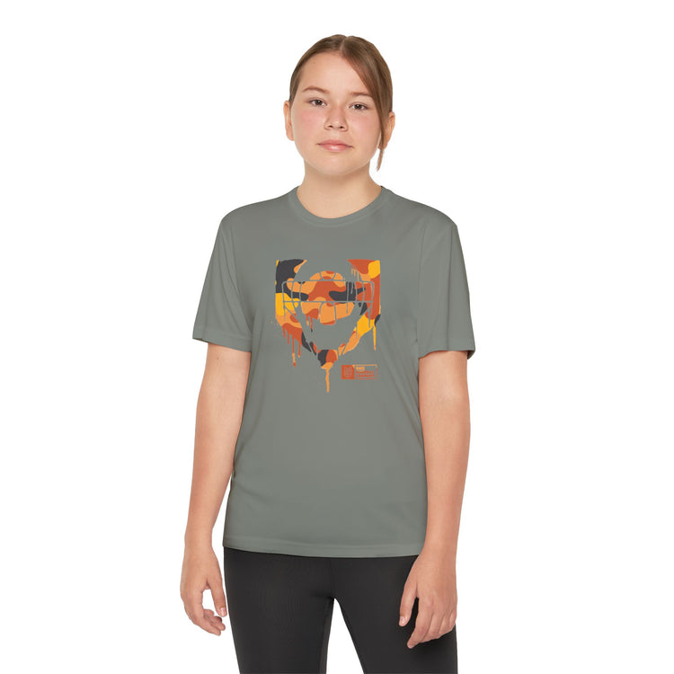 Kids Catcher's Drip Orange Camo Dry Fit Tee - Rake Baseball Company - RAKE BASEBALL | BASEBALL T-SHIRT | BASEBALL CLOTHING | GOOD VIBES ONLY