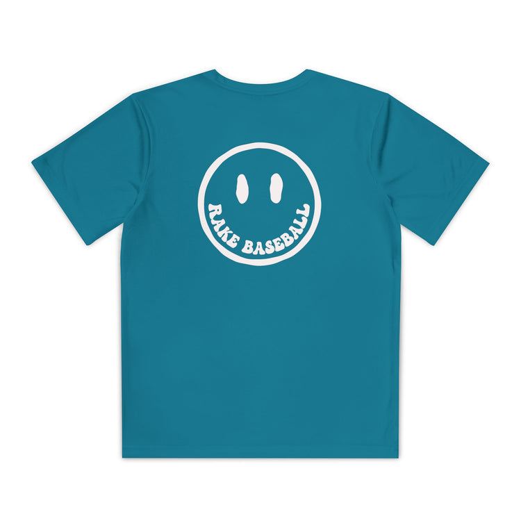 Kids Rake Smile Dry Fit Tee - Rake Baseball Company - RAKE BASEBALL | BASEBALL T-SHIRT | BASEBALL CLOTHING | GOOD VIBES ONLY