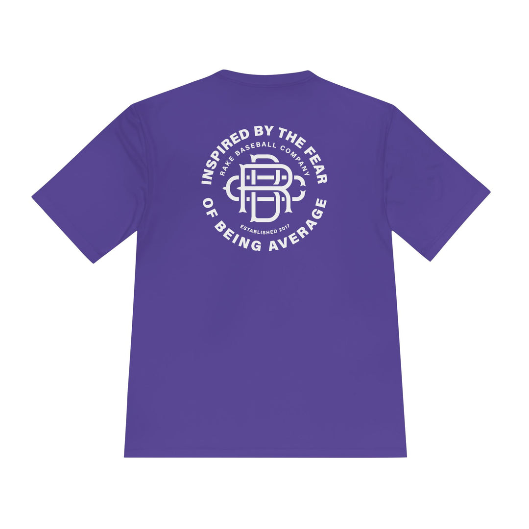 Fear of Being Average Dry Fit Tee - Rake Baseball Company - RAKE BASEBALL | BASEBALL T-SHIRT | BASEBALL CLOTHING | GOOD VIBES ONLY