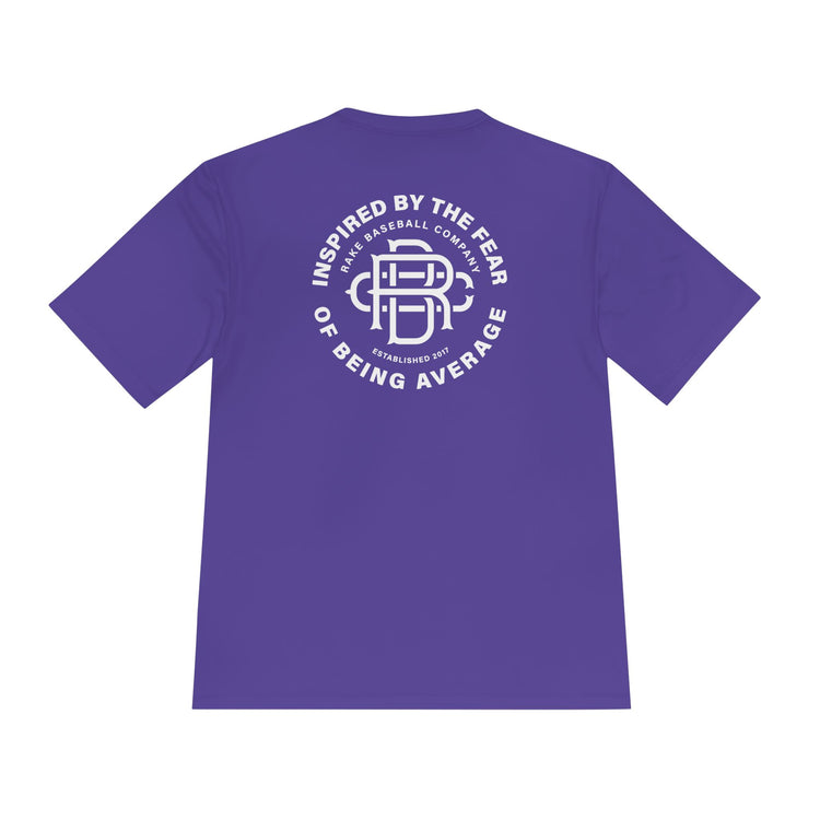 Fear of Being Average Dry Fit Tee - Rake Baseball Company - RAKE BASEBALL | BASEBALL T-SHIRT | BASEBALL CLOTHING | GOOD VIBES ONLY