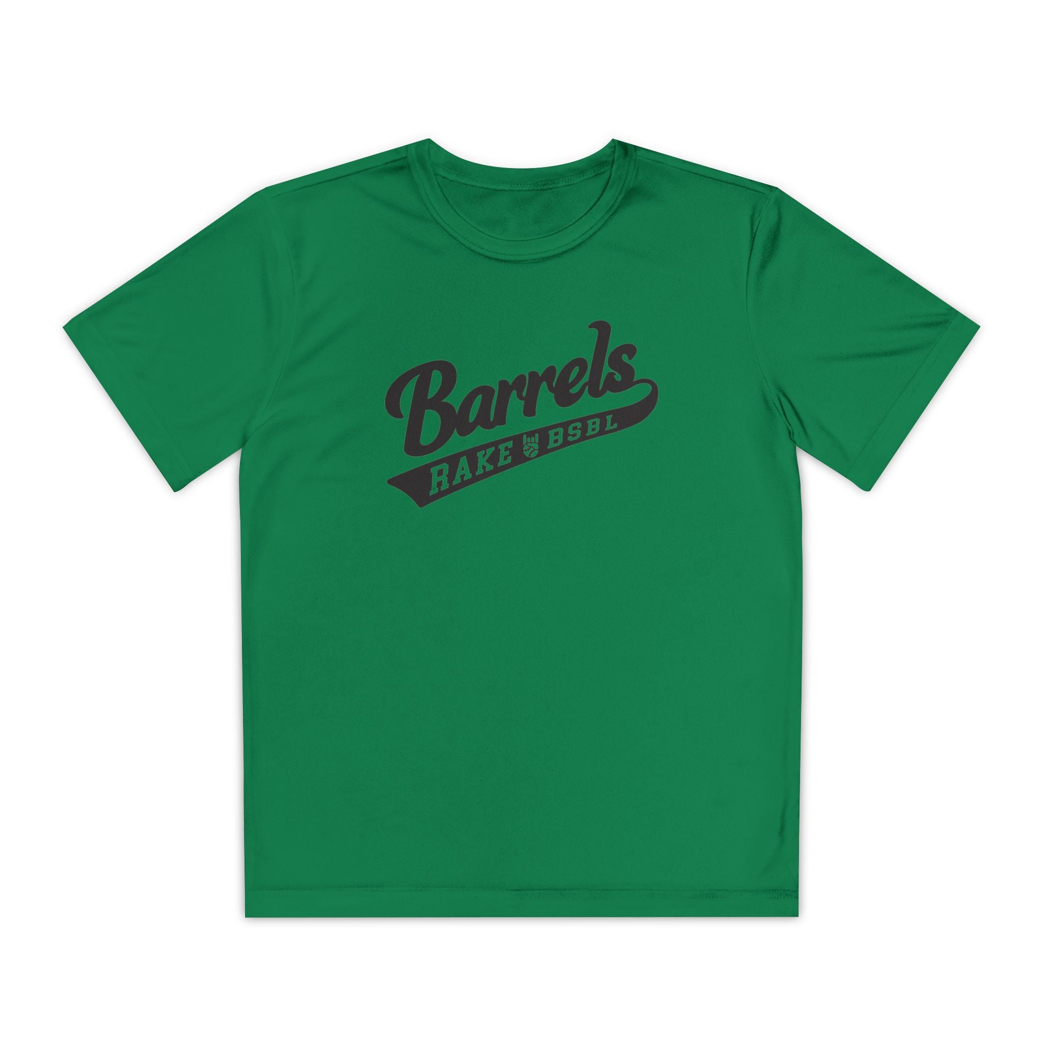 Kids Barrels Dry Fit Tee - Rake Baseball Company - RAKE BASEBALL | BASEBALL T-SHIRT | BASEBALL CLOTHING | GOOD VIBES ONLY