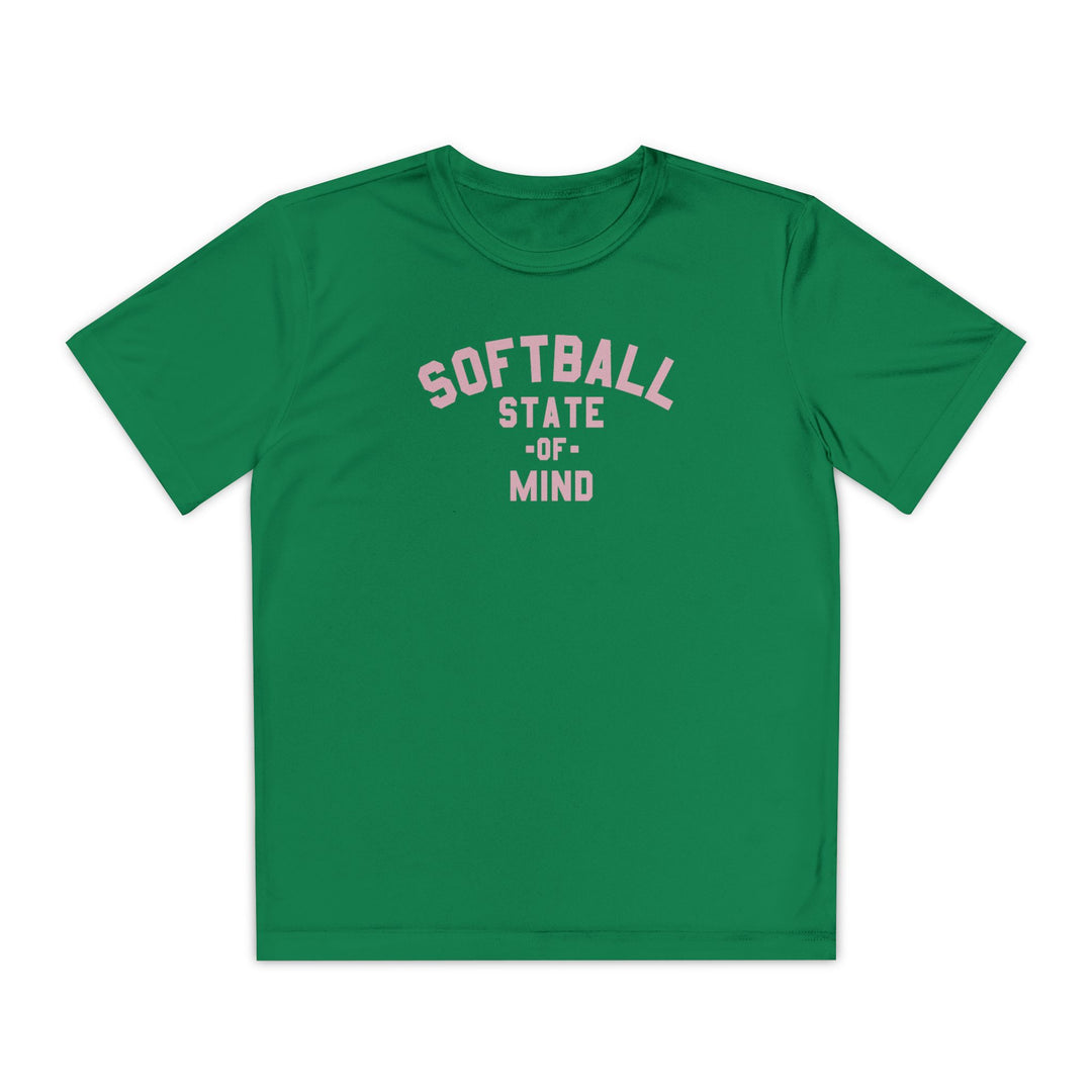 Kids Softball State Of Mind Dry Fit Tee - Rake Baseball Company - RAKE BASEBALL | BASEBALL T-SHIRT | BASEBALL CLOTHING | GOOD VIBES ONLY