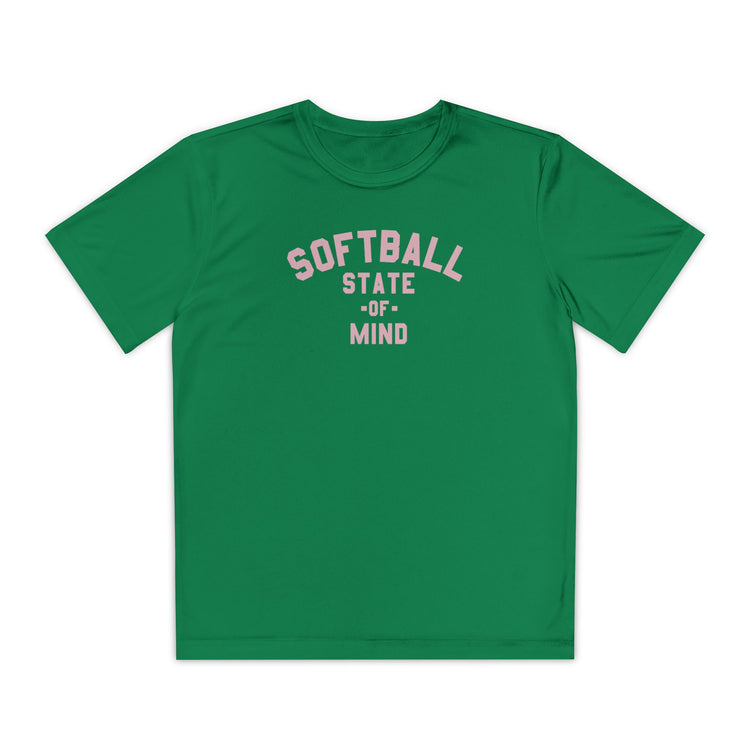 Kids Softball State Of Mind Dry Fit Tee - Rake Baseball Company - RAKE BASEBALL | BASEBALL T-SHIRT | BASEBALL CLOTHING | GOOD VIBES ONLY