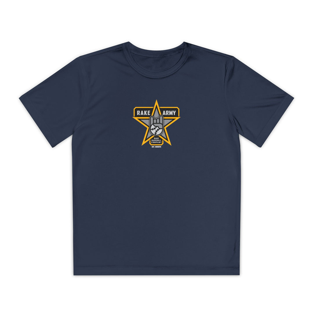 Kids Rake Army Dry Fit Tee - Rake Baseball Company - RAKE BASEBALL | BASEBALL T-SHIRT | BASEBALL CLOTHING | GOOD VIBES ONLY