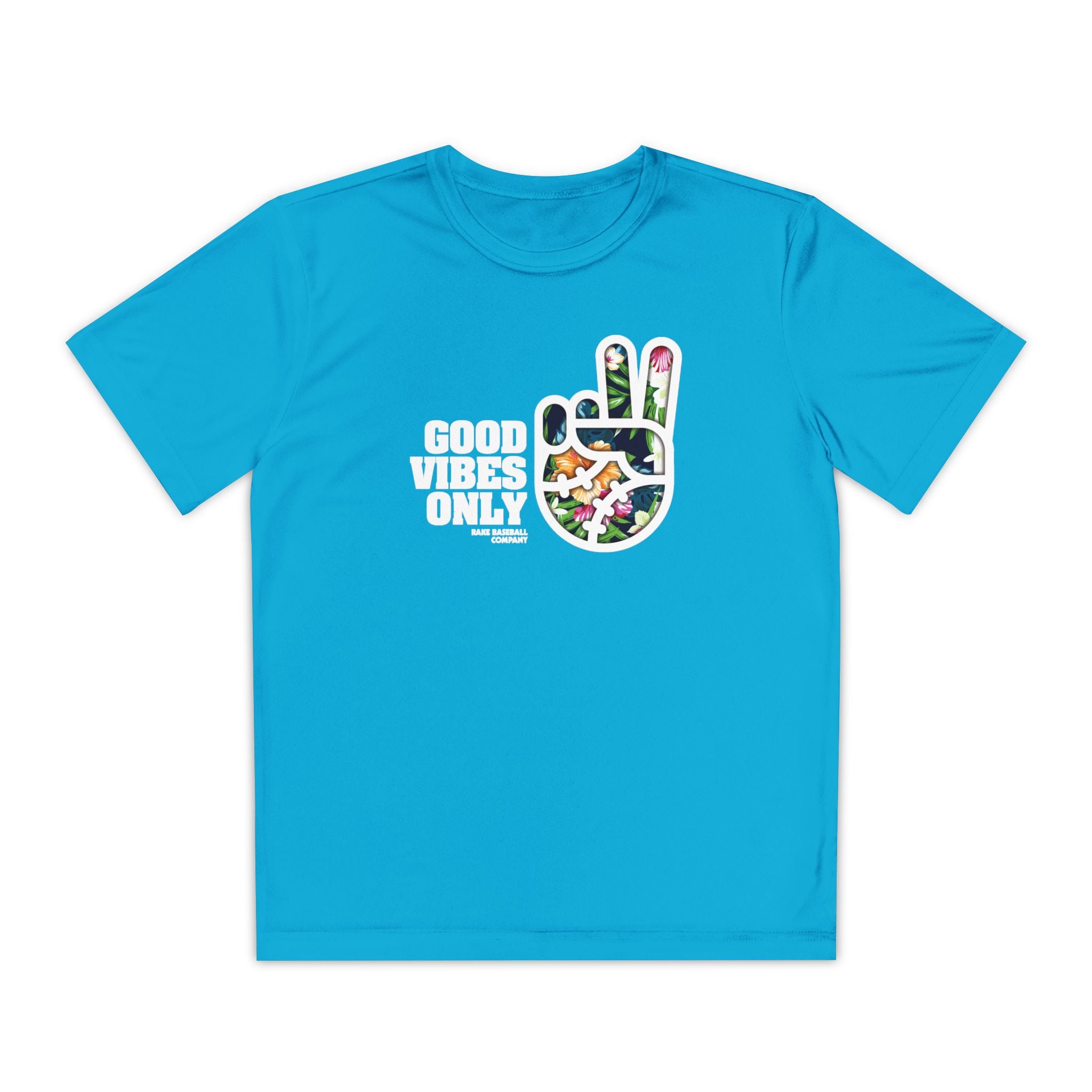 Kids GVO Floral Edition Dry Fit Tee - Rake Baseball Company - RAKE BASEBALL | BASEBALL T-SHIRT | BASEBALL CLOTHING | GOOD VIBES ONLY