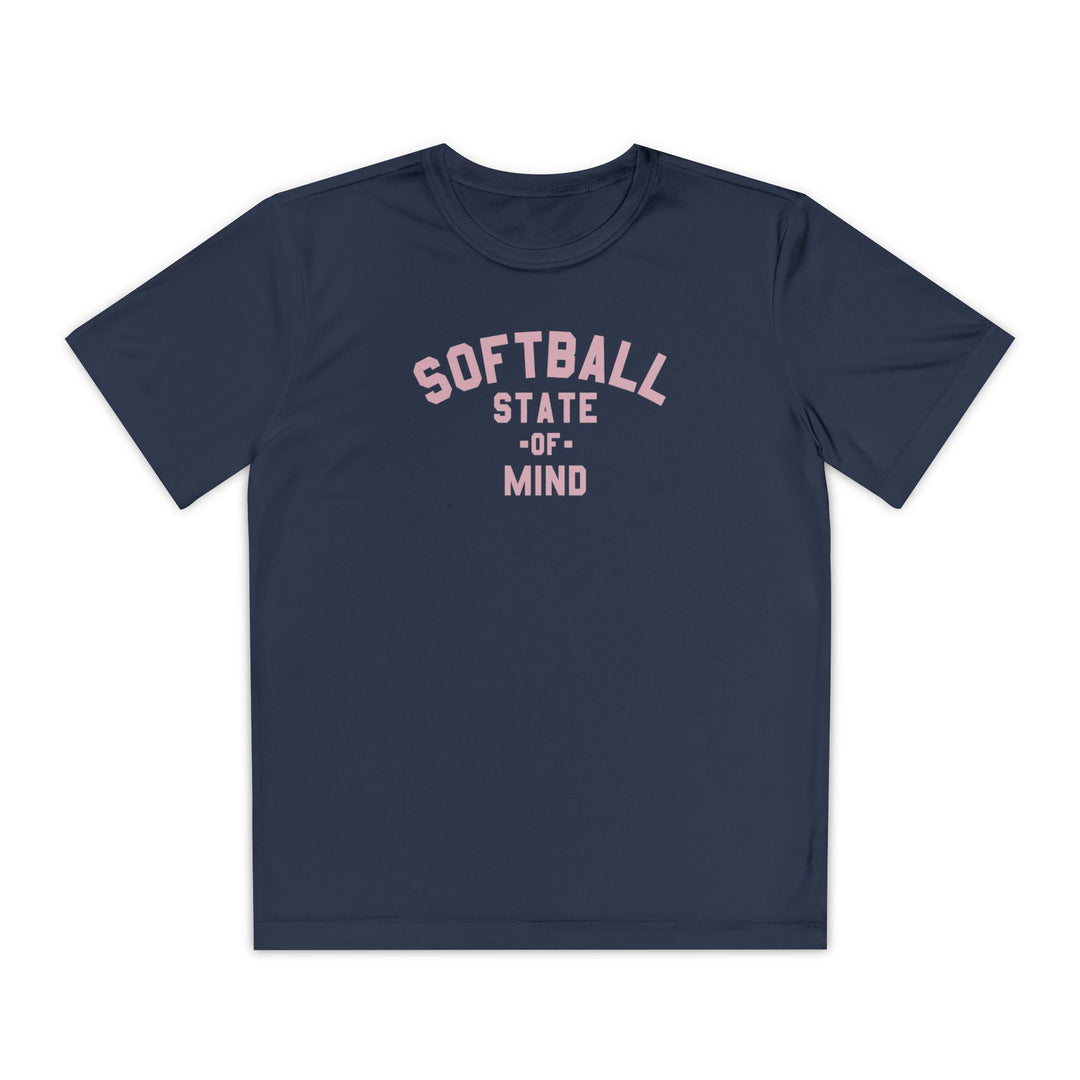 Kids Softball State Of Mind Dry Fit Tee - Rake Baseball Company - RAKE BASEBALL | BASEBALL T-SHIRT | BASEBALL CLOTHING | GOOD VIBES ONLY
