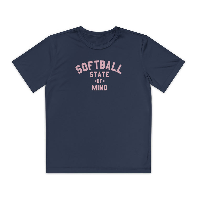 Kids Softball State Of Mind Dry Fit Tee - Rake Baseball Company - RAKE BASEBALL | BASEBALL T-SHIRT | BASEBALL CLOTHING | GOOD VIBES ONLY