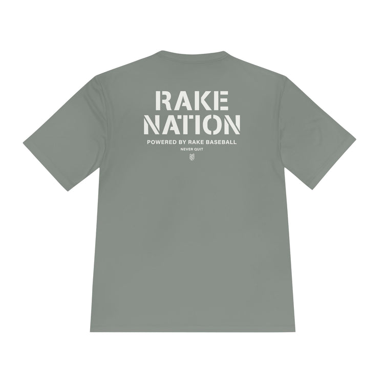 Rake Nation Dry Fit Tee - Rake Baseball Company - RAKE BASEBALL | BASEBALL T-SHIRT | BASEBALL CLOTHING | GOOD VIBES ONLY