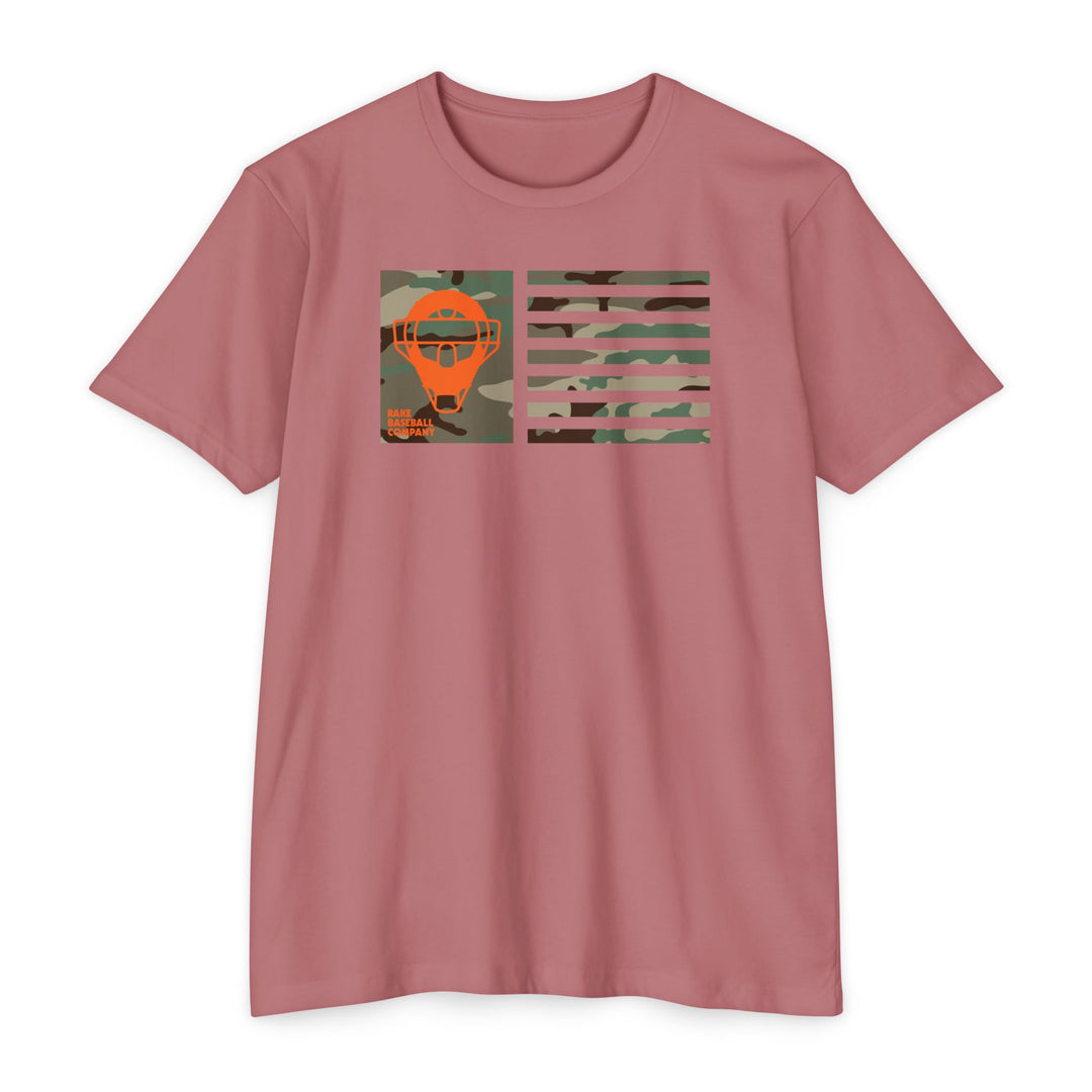 Orange Camo Catcher's Mask Flag Tee