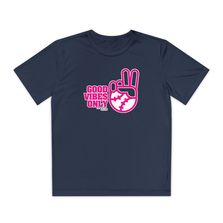 Kids Good Vibes Only Dry Fit Tee - Rake Baseball Company - RAKE BASEBALL | BASEBALL T-SHIRT | BASEBALL CLOTHING | GOOD VIBES ONLY