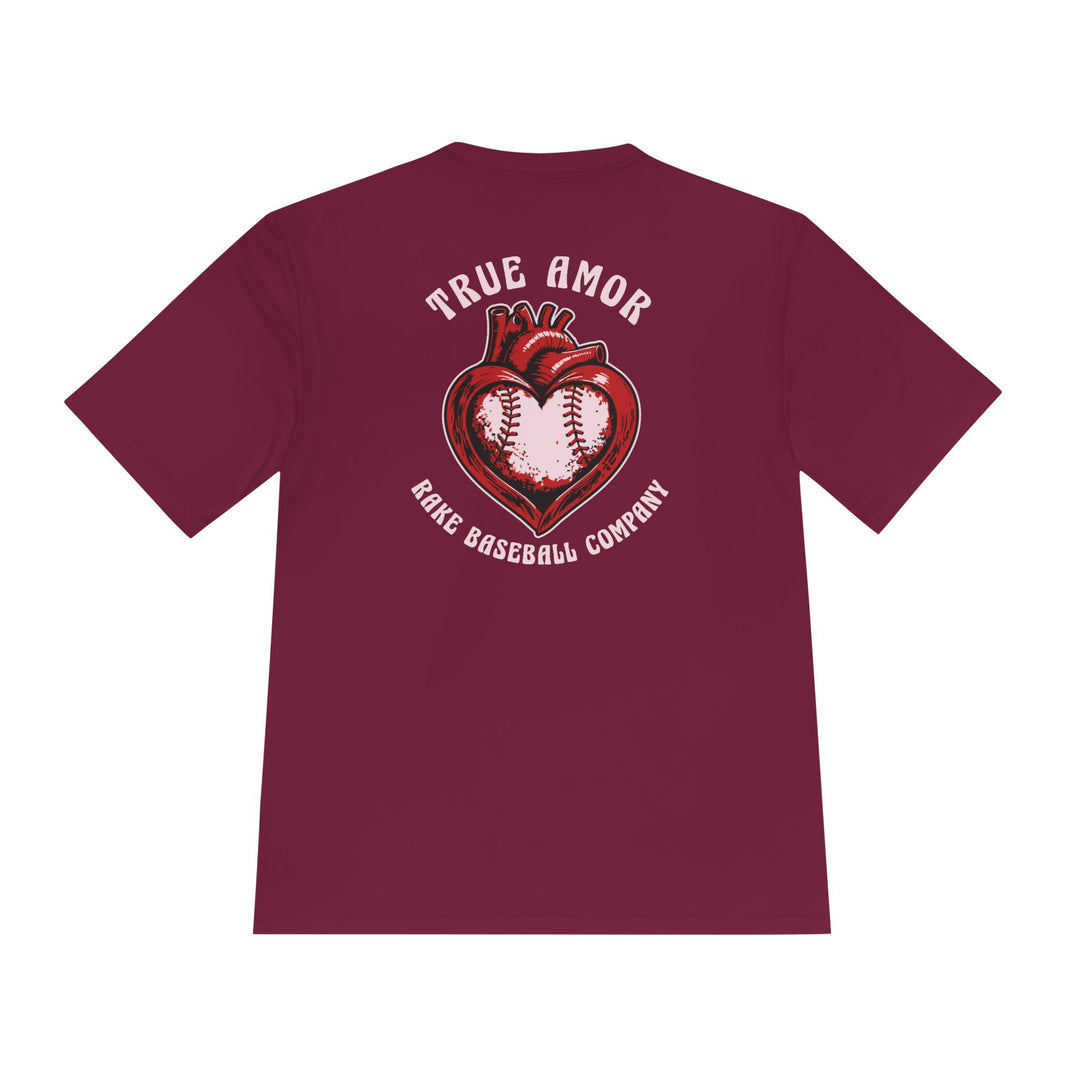 True Amor Baseball Dry Fit Tee - Rake Baseball Company - RAKE BASEBALL | BASEBALL T-SHIRT | BASEBALL CLOTHING | GOOD VIBES ONLY