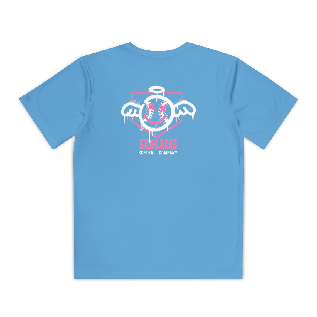 Kids She Angel Drip Softball Dry Fit Tee - Rake Baseball Company - RAKE BASEBALL | BASEBALL T-SHIRT | BASEBALL CLOTHING | GOOD VIBES ONLY